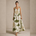 Coastal Fish Print Maxi Dress | Elegant Mediterranean Resort Dress