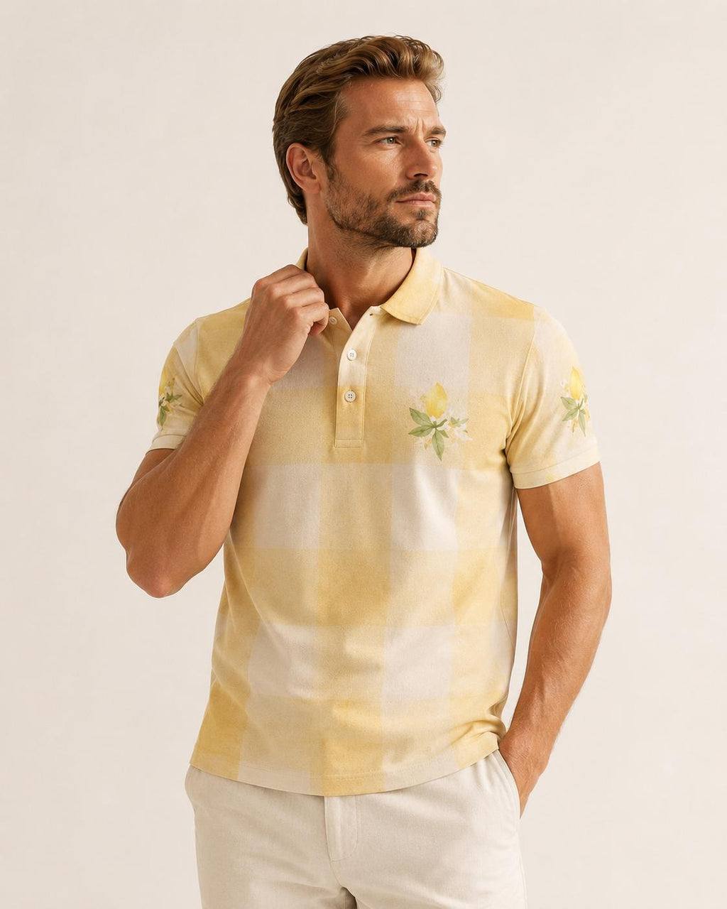 Men’s Lemon Print Polo Shirt | Mediterranean Coastal Resort Wear