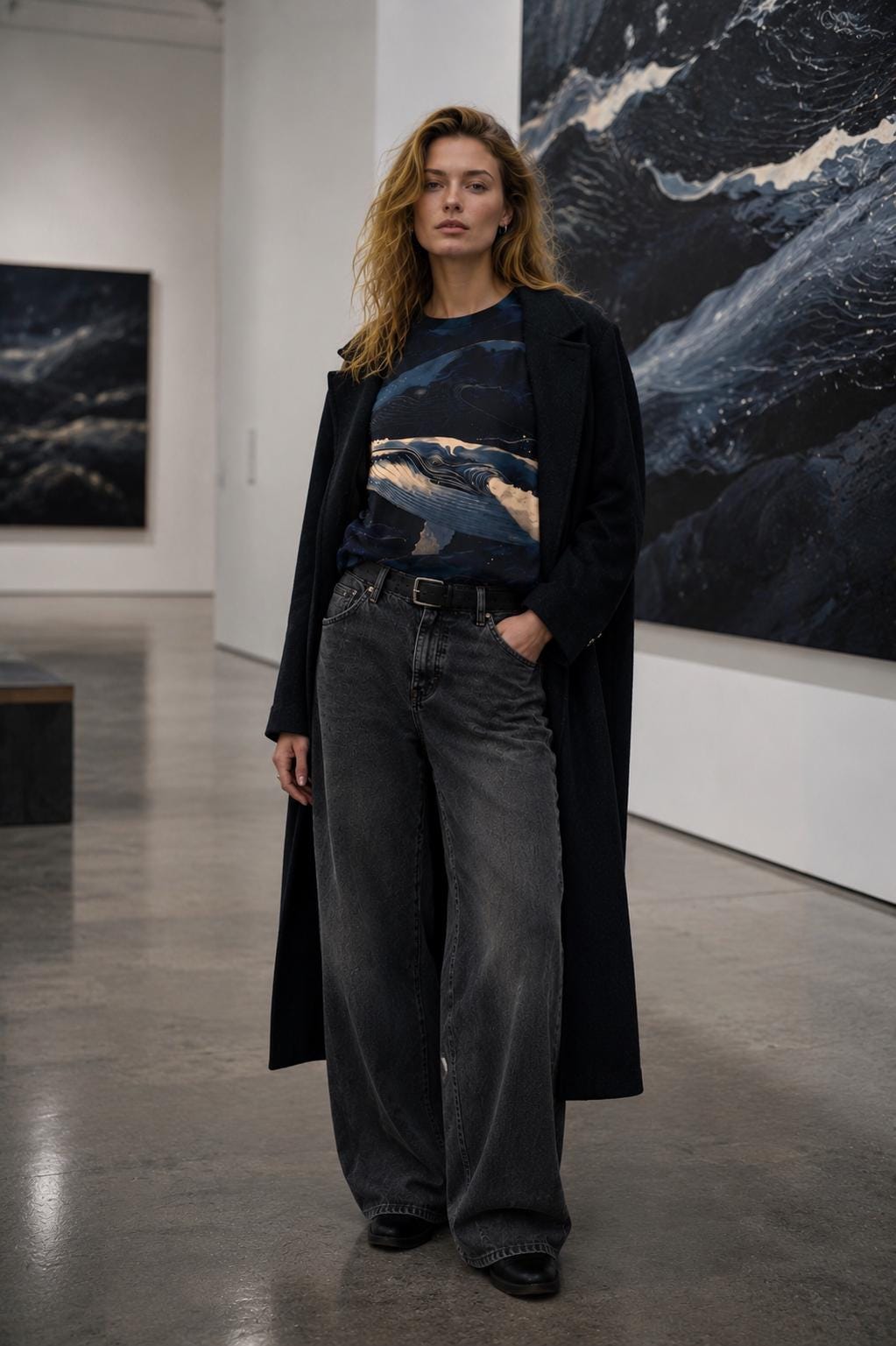 Artistic Whale Cotton T-Shirt | Dark Nordic Marine Tee