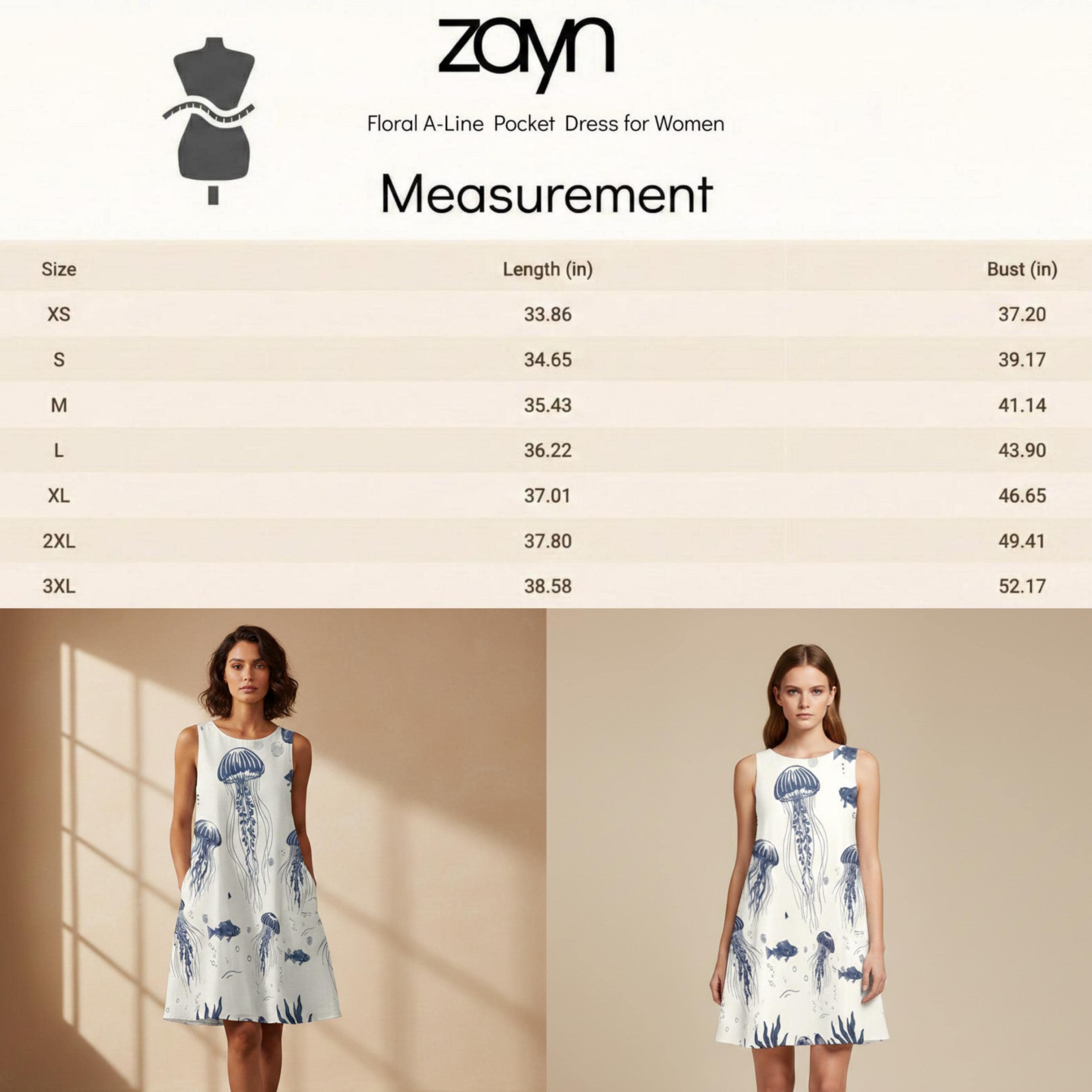 Indigo Jellyfish A-Line Dress | Coastal Marine Pocket Dress