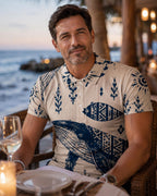 Men’s Whale Print Polo Shirt | Nautical Coastal Resort Top