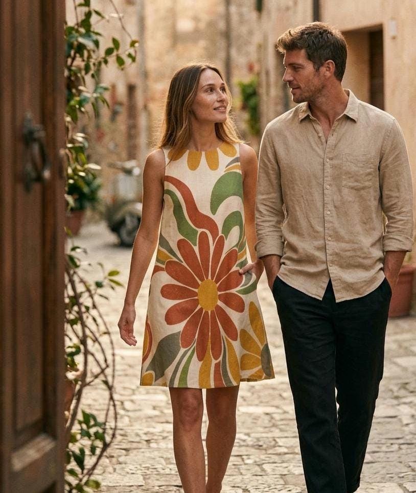 Retro Floral A-Line Dress | Sleeveless Summer Pocket Dress
