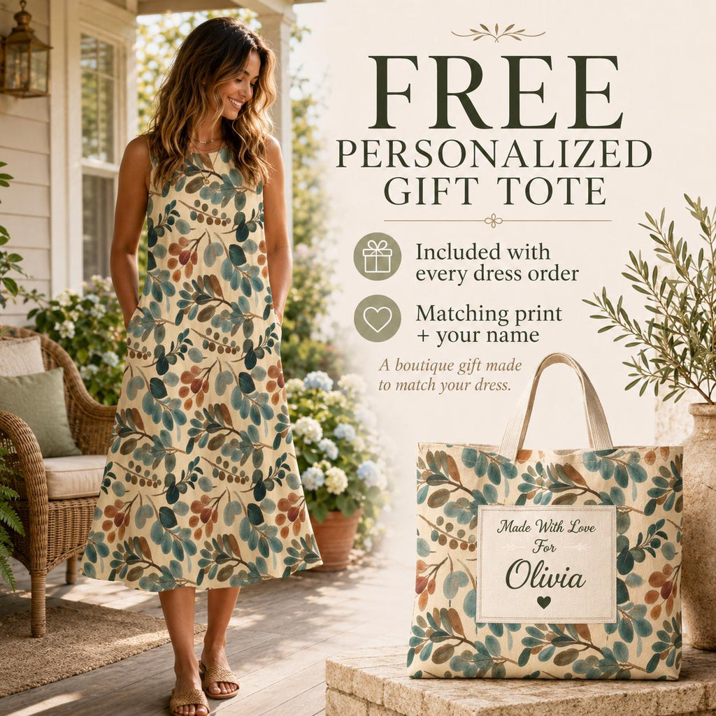 Boho Botanical A-Line Mini Dress | Sleeveless Summer Pocket Dress