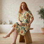 Botanical V-Neck Pocket Midi Dress | Relaxed Summer Dress