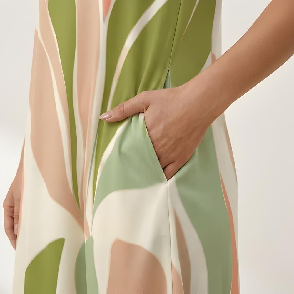 Abstract Floral A-Line Mini Dress | Modern Pocket Summer Dress