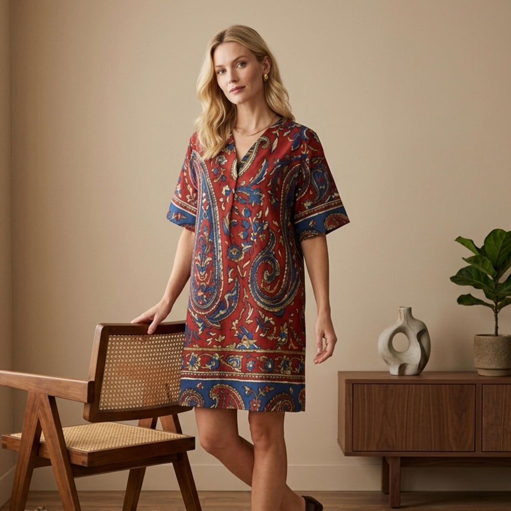 Paisley Boho Tunic Dress | Festival Vacation Shift Dress