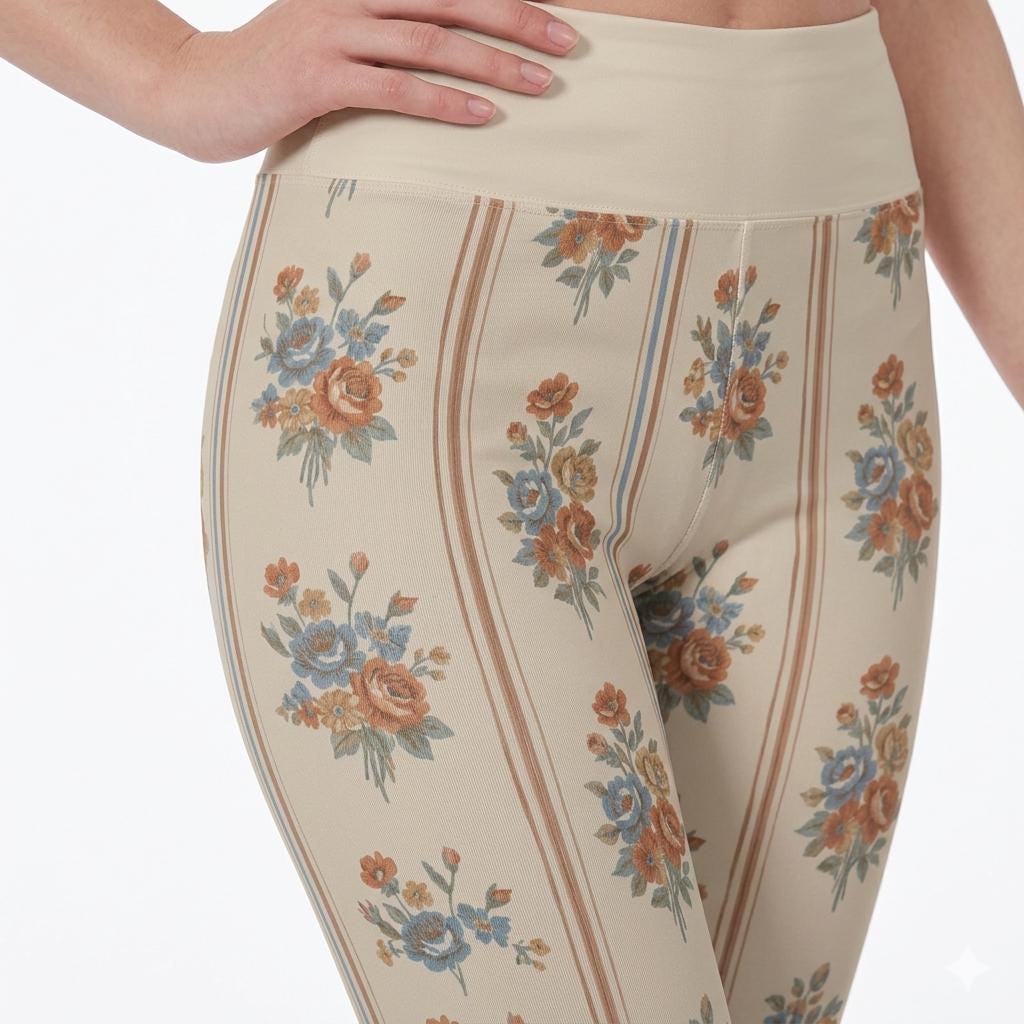 Vintage Floral Leggings | Cottagecore Stretch Yoga Pants