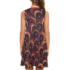 Retro Swirl A-Line Mini Dress with Pockets | 70s Wearable Art