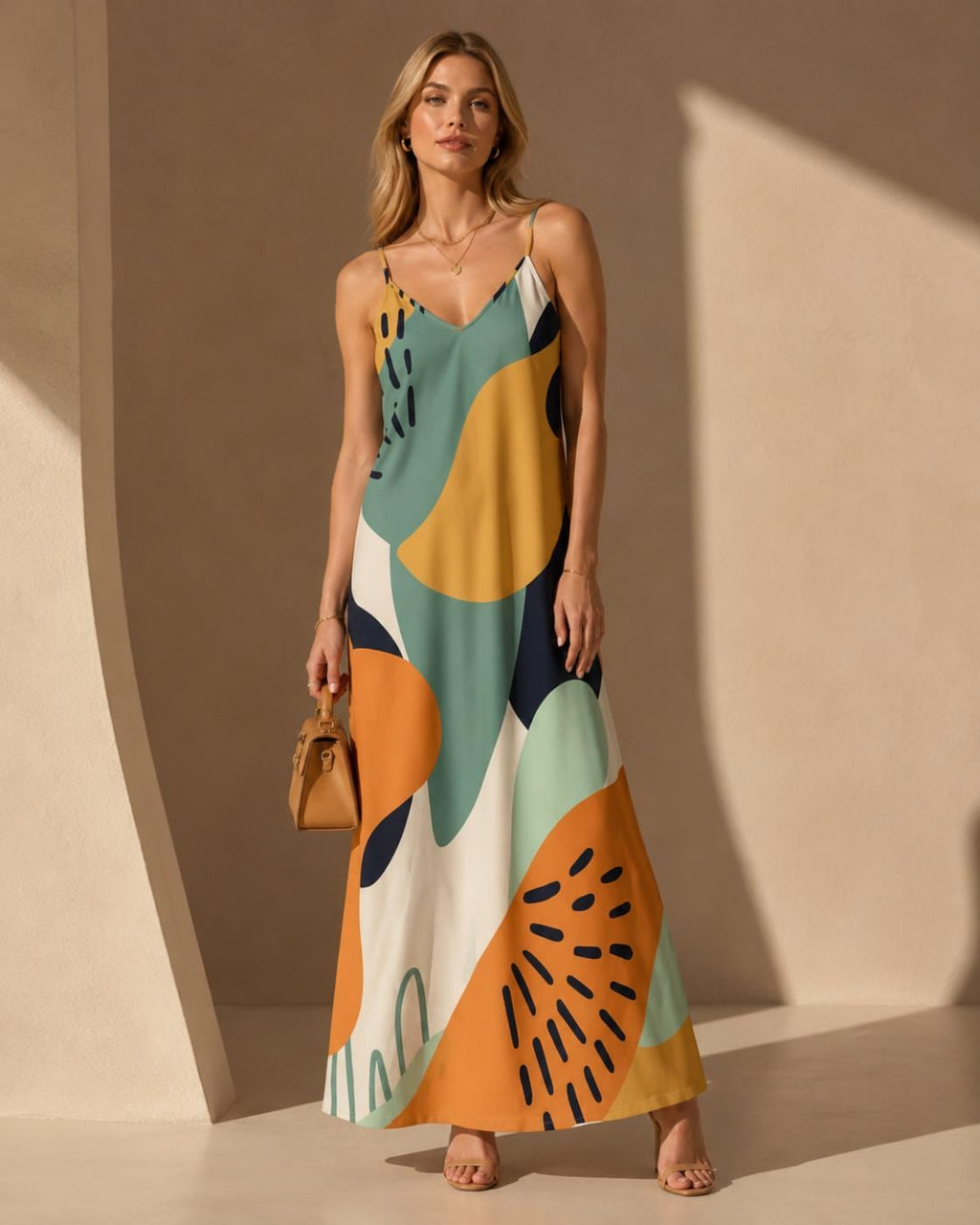 Abstract Art Boho Maxi Dress | Resort Vacation Sundress