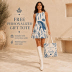 Whale Print Mini Dress | Coastal Nautical Summer Dress