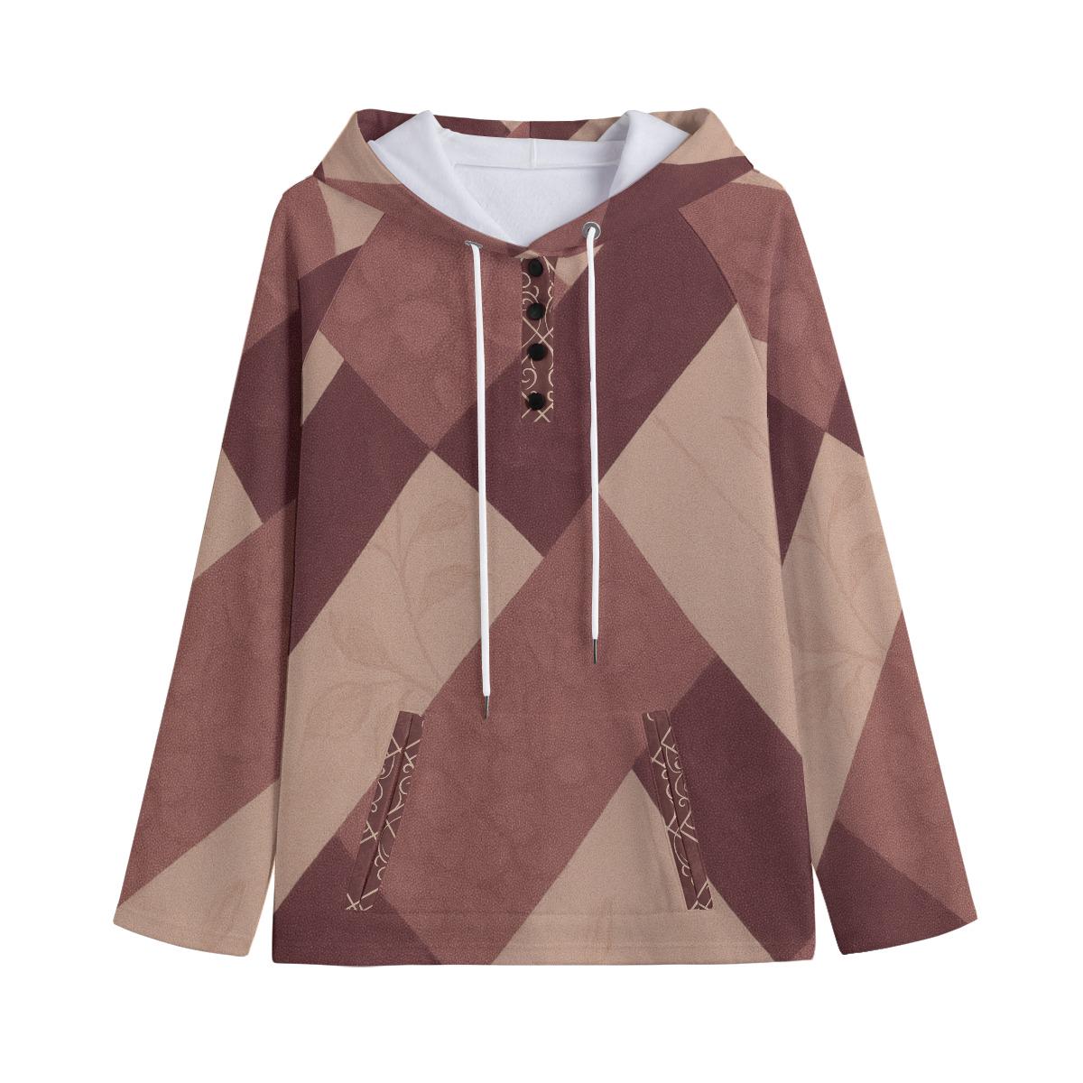 Burgundy Geometric Hoodie | Quiet Luxury Artwear Pullover