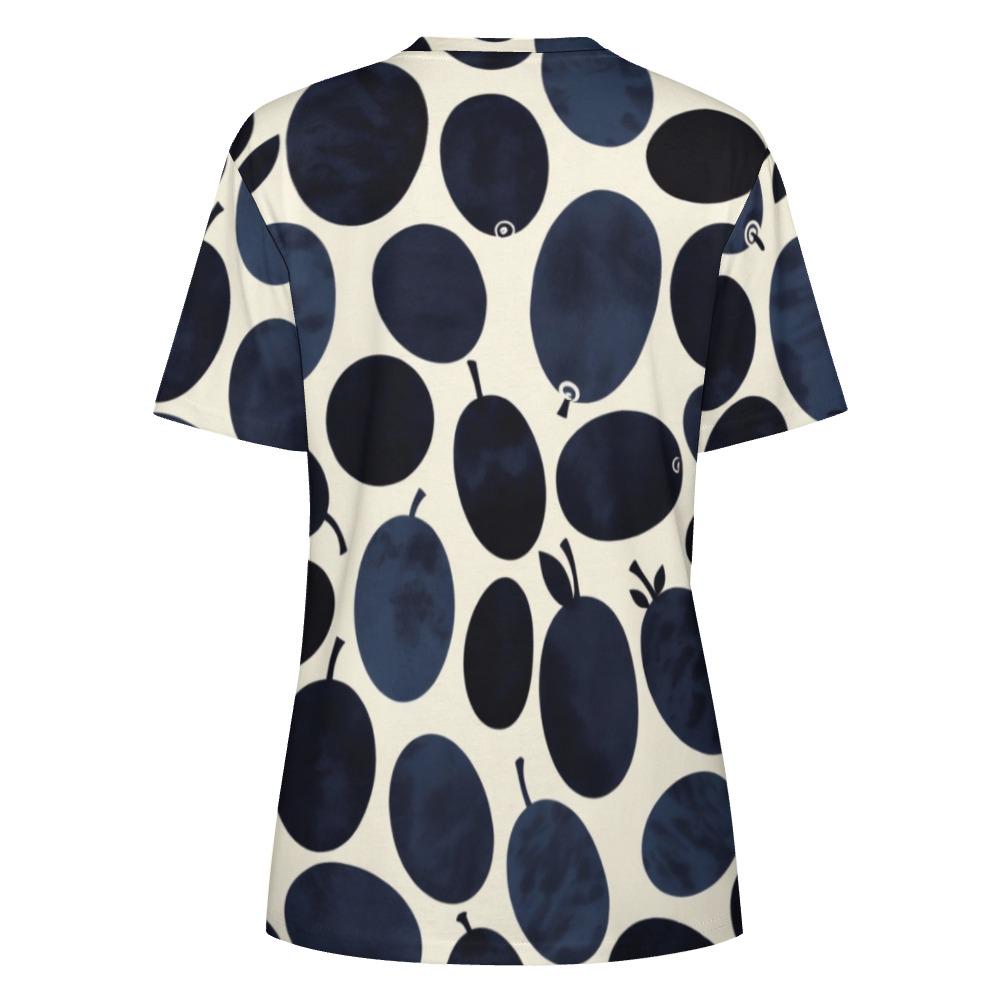 Abstract Navy Fruit Cotton T-Shirt | Mediterranean Market Tee