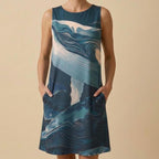 Personalized Whale A-Line Dress | Custom Name Coastal Vacation Dress