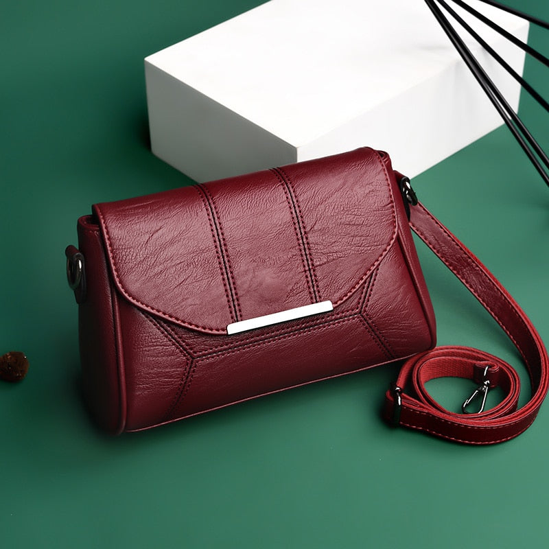 Women's soft PU crossbody shoulder bag, 26 × 8 × 17 cm