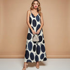 Olive Print Maxi Dress | Mediterranean Boho Resort Dress