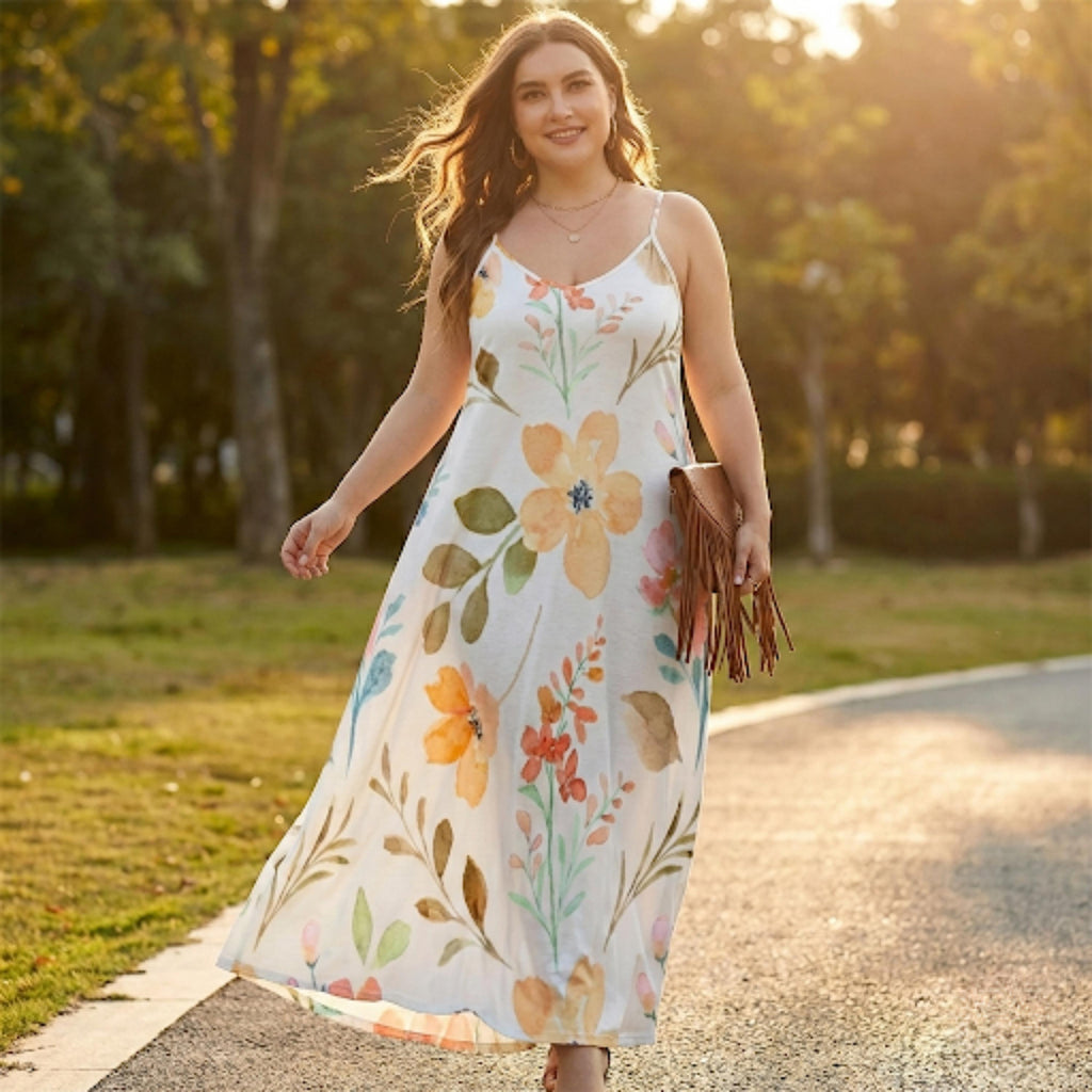 Boho Floral Maxi Dress | Flowy Summer Beach Vacation Dress