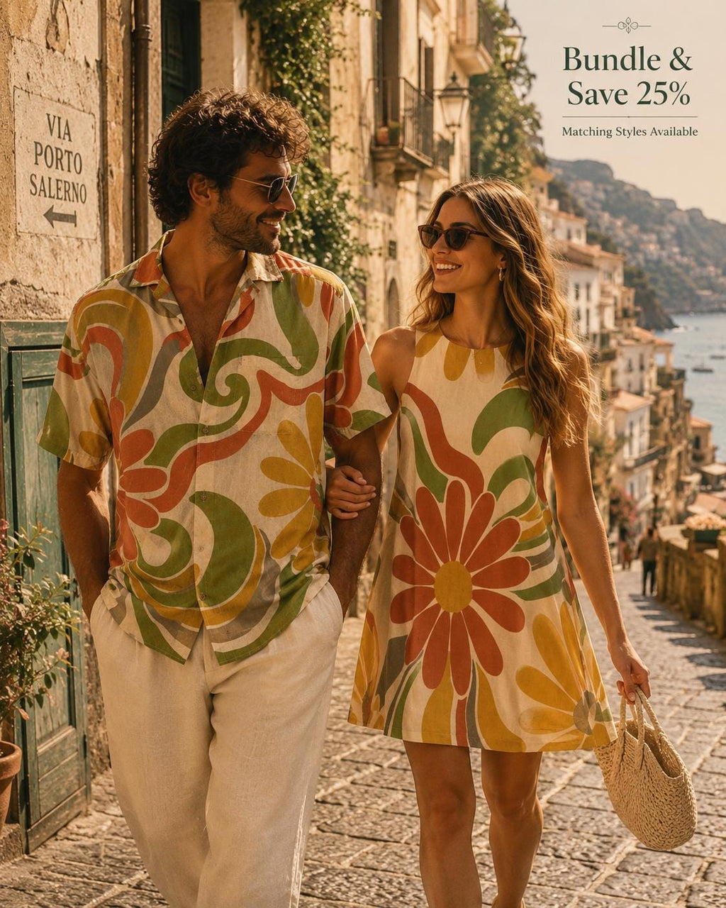 Men’s Cotton Resort Shirt | Retro Floral Mediterranean Button-Up