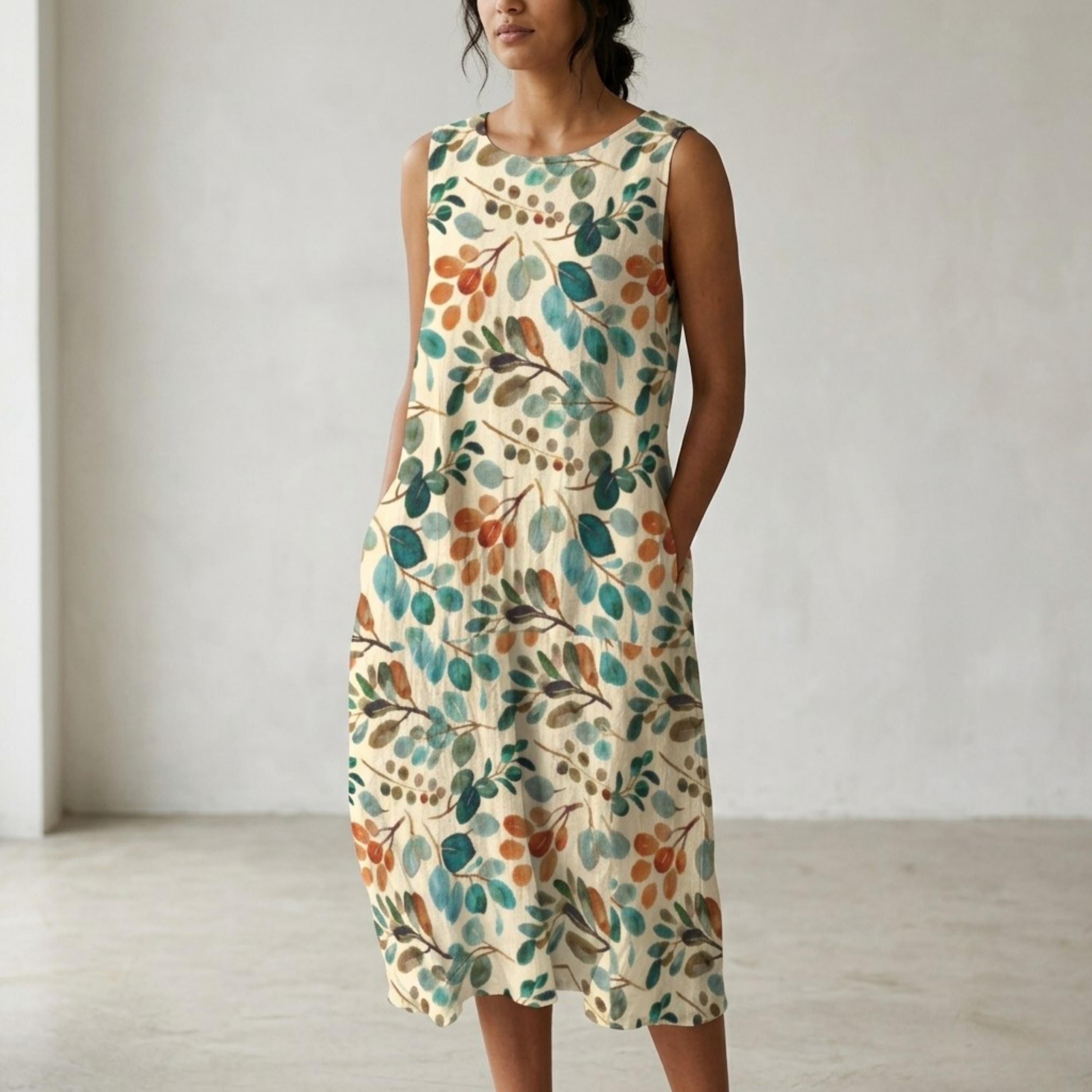 Floral Cotton Midi Dress | Sleeveless Wedding Guest & Garden Dress