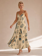 Greek Goddess Maxi Dress | Minoan Tribal Coastal Resort Dress