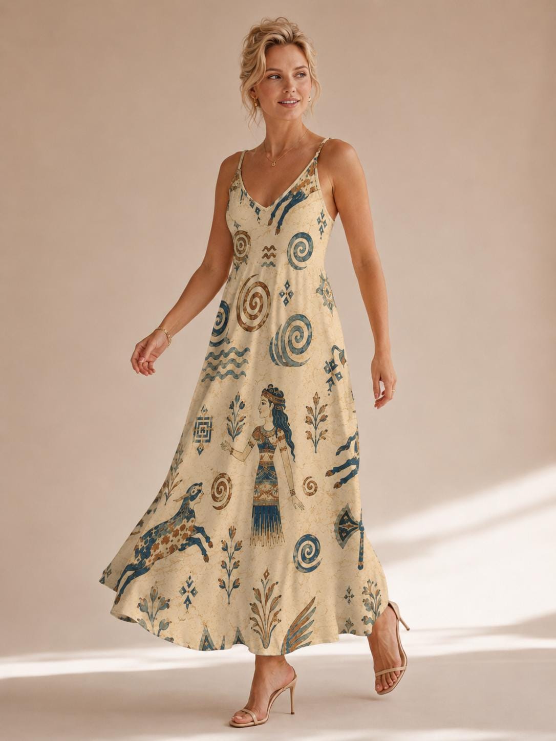 Greek Goddess Maxi Dress | Minoan Tribal Coastal Resort Dress