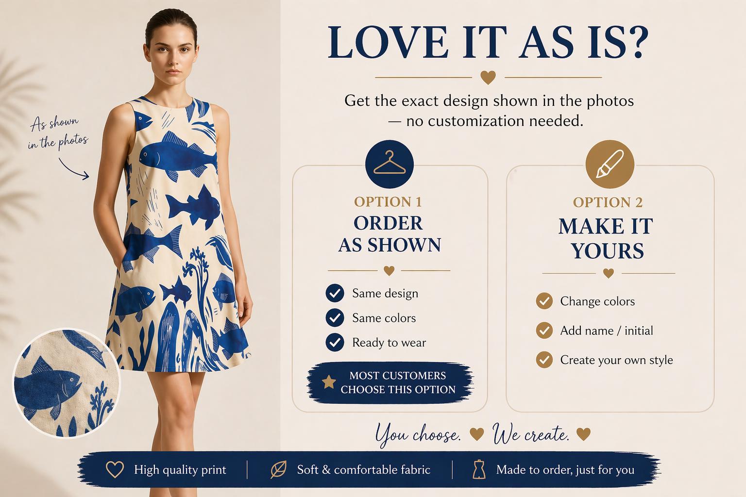 Custom A-Line Mini Dress | Personalized Print Summer Dress