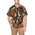 Men’s Retro Halloween Hawaiian Shirt | Geometric Pumpkin Eye