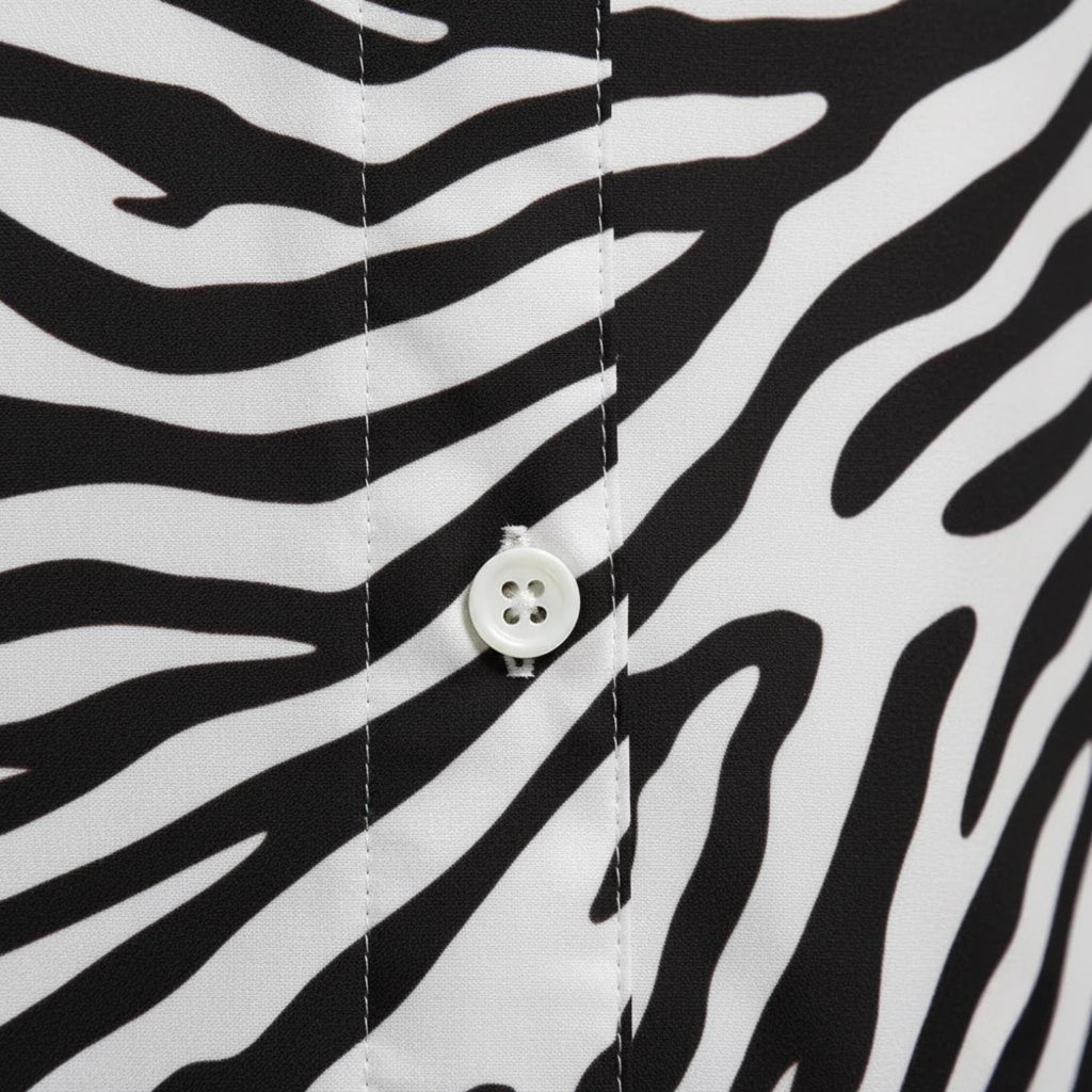 Zebra Print Button-Down Shirt | Relaxed Monochrome Blouse