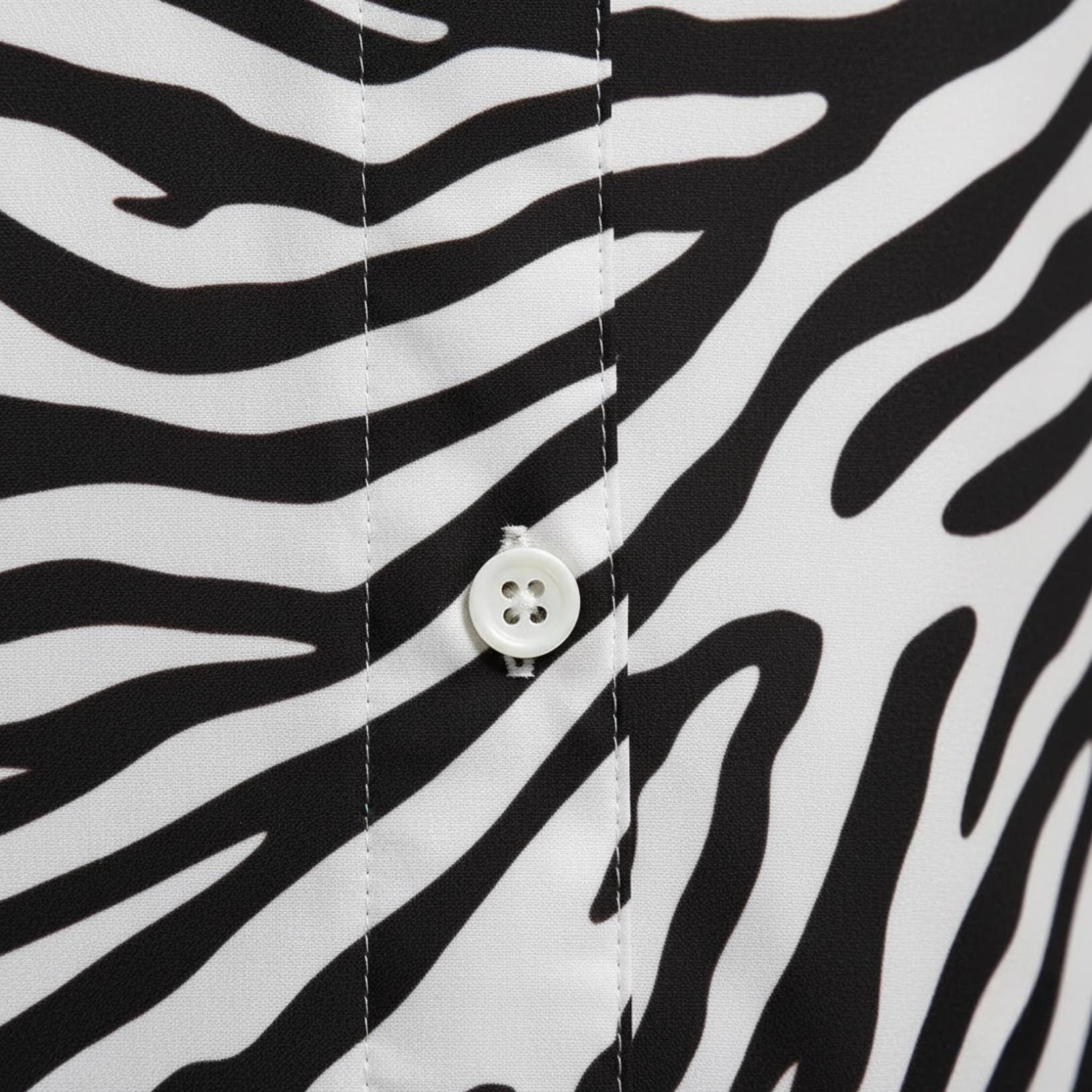 Zebra Print Button-Down Shirt | Relaxed Monochrome Blouse