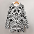 Baroque Hoodie Blanket | Black White Geometric Loungewear