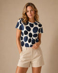 Abstract Navy Fruit Cotton T-Shirt | Mediterranean Market Tee