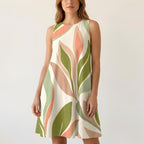 Abstract Floral A-Line Mini Dress | Modern Pocket Summer Dress