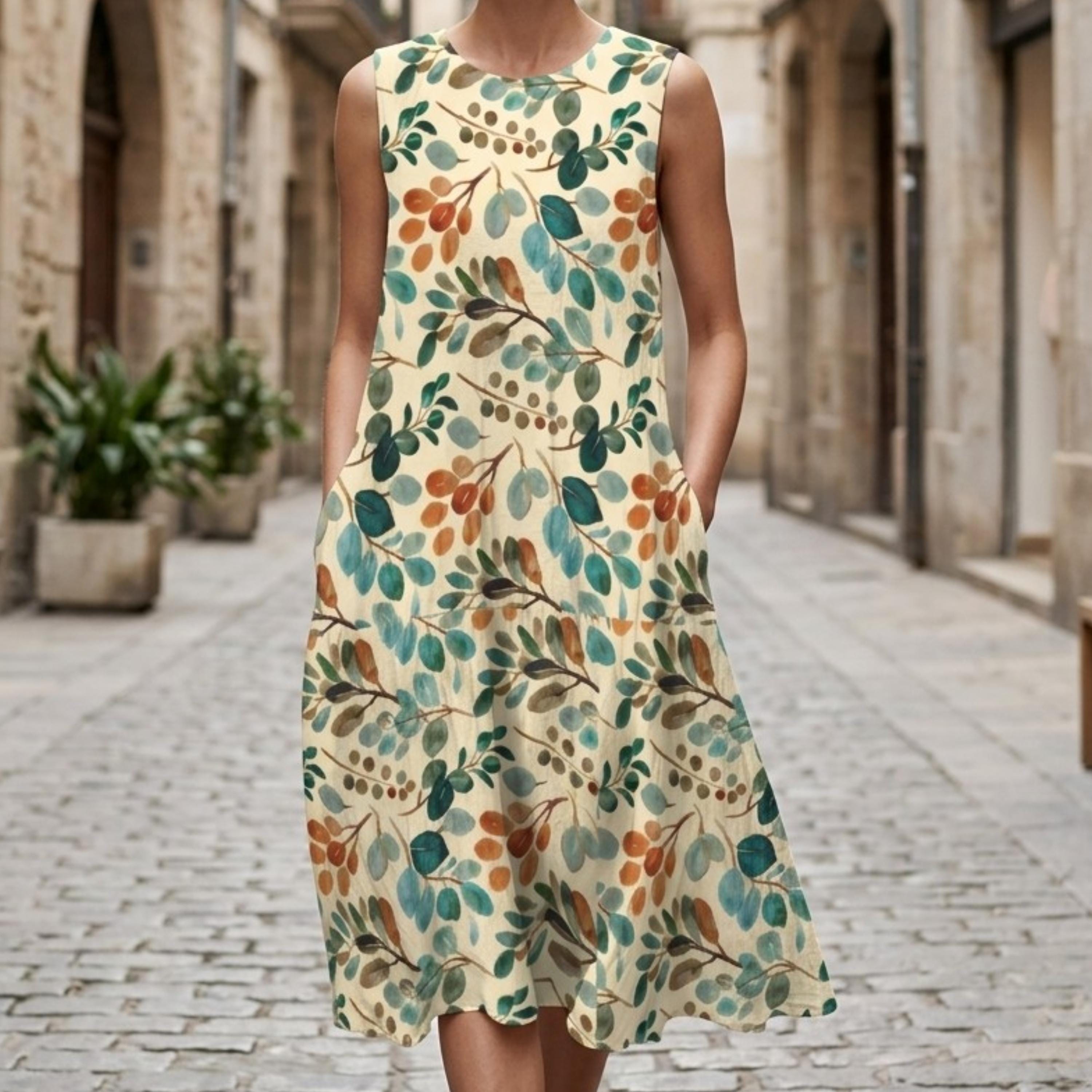 Floral Cotton Midi Dress | Sleeveless Wedding Guest & Garden Dress