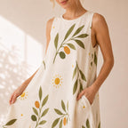 Olive Branch A-Line Dress | Mediterranean Coastal Resort Dress