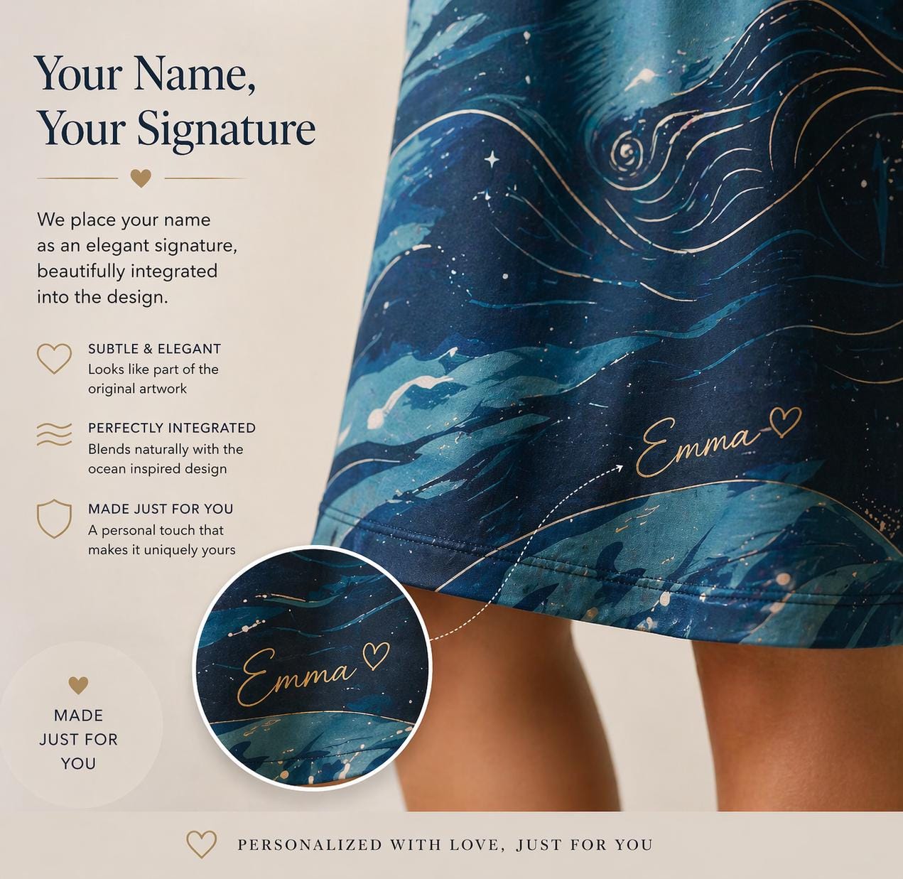 Personalized Whale A-Line Dress | Custom Name Coastal Vacation Dress
