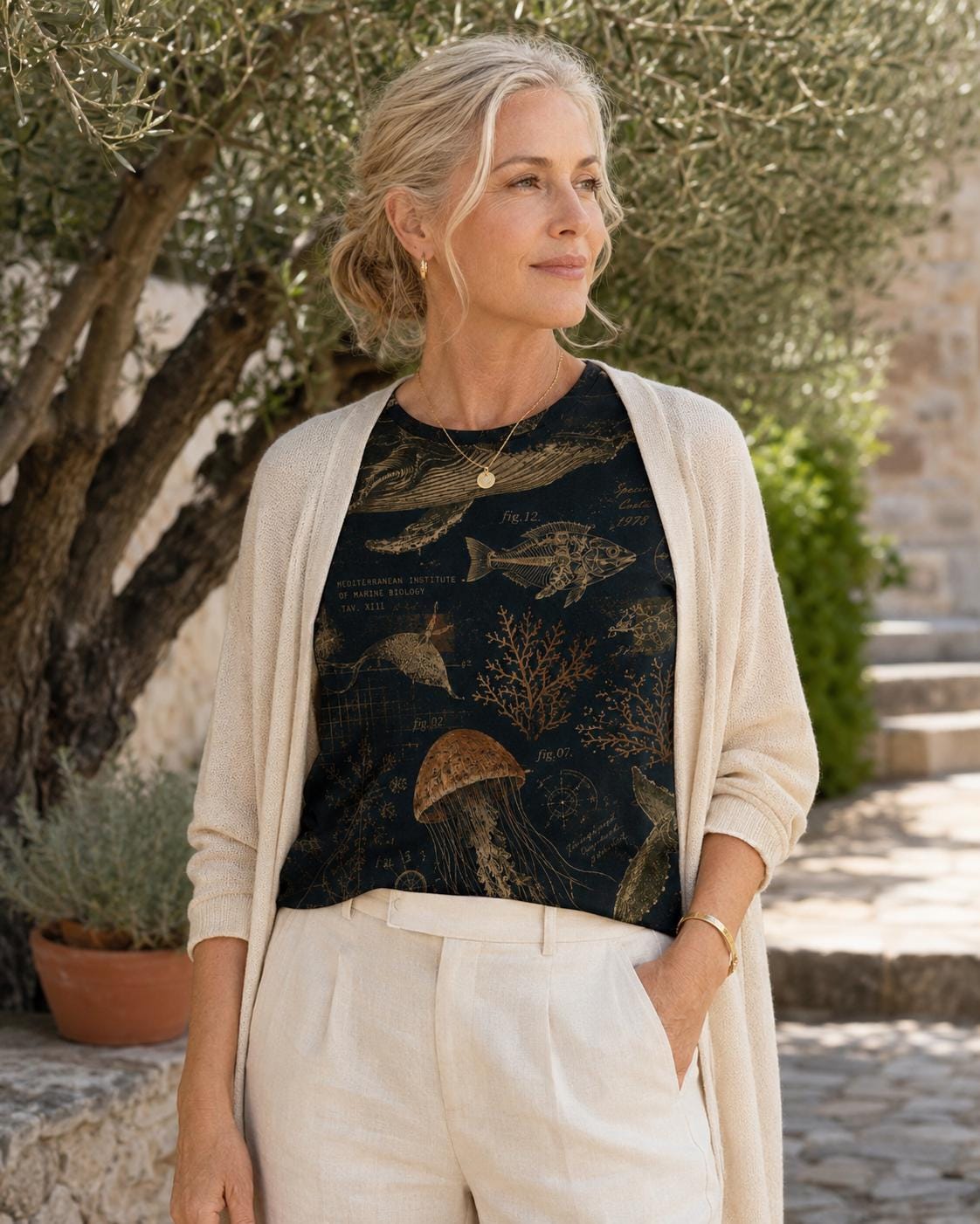 Marine Biology Cotton T-Shirt | Dark Ocean Jellyfish Tee