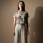 Boho Floral V-Neck Blouse | Lightweight Leaf Print Summer Top