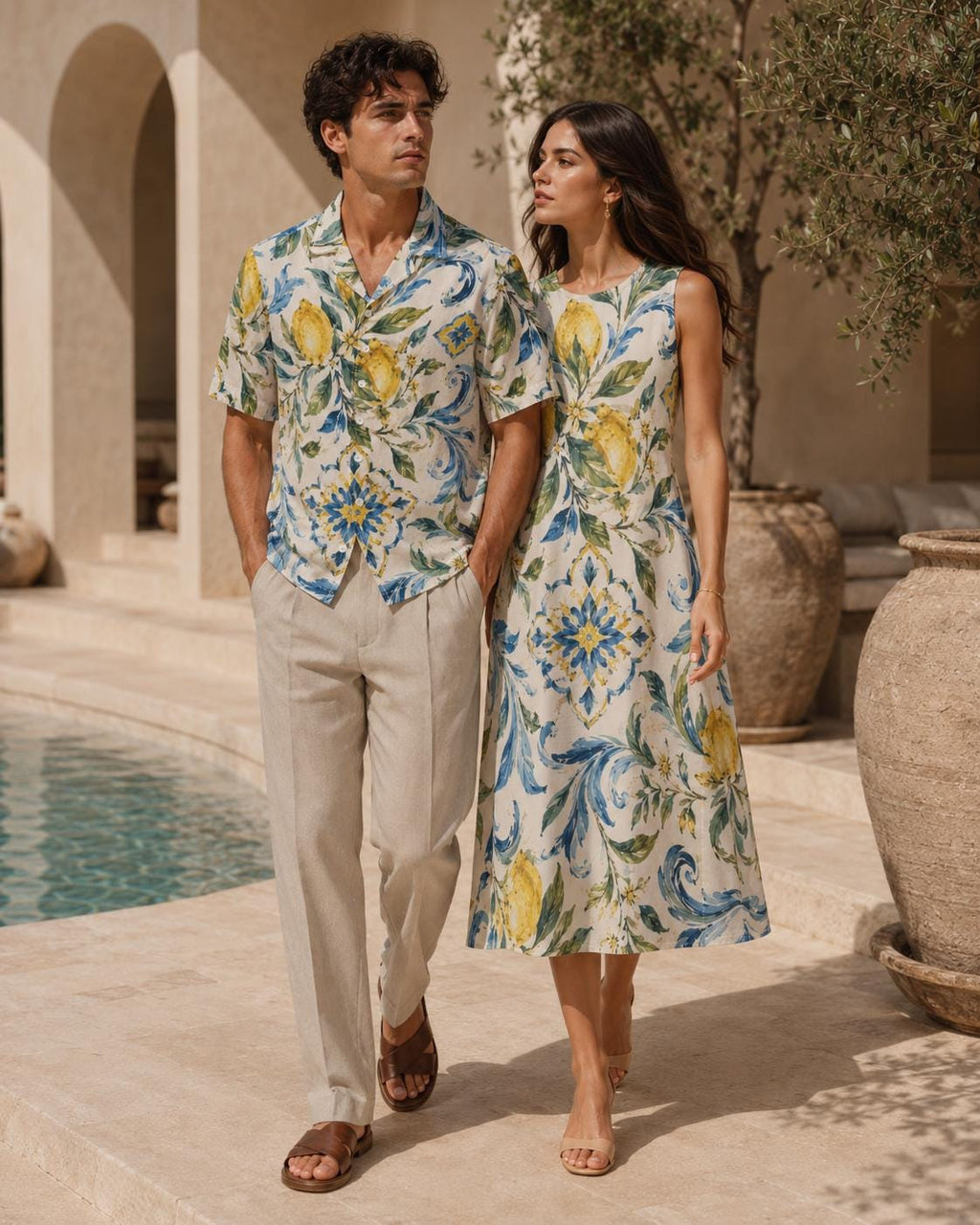 Men’s Lemon Cotton Poplin Shirt | Amalfi Resort Button-Up