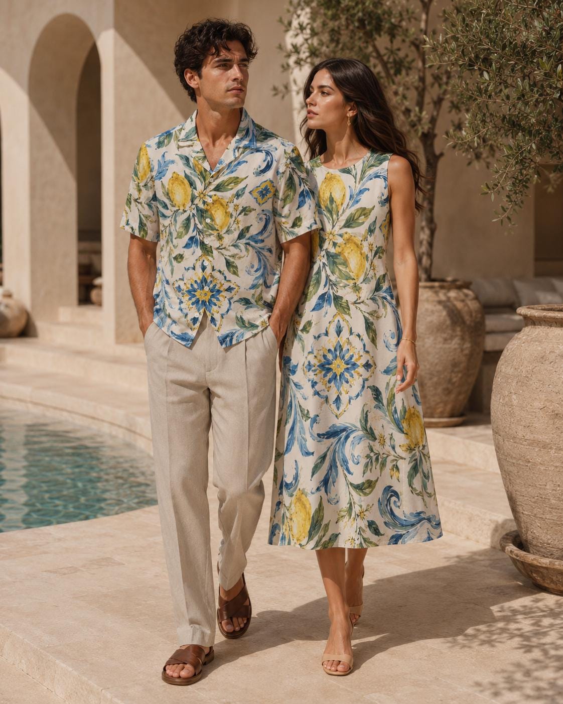 Men’s Lemon Cotton Poplin Shirt | Amalfi Resort Button-Up