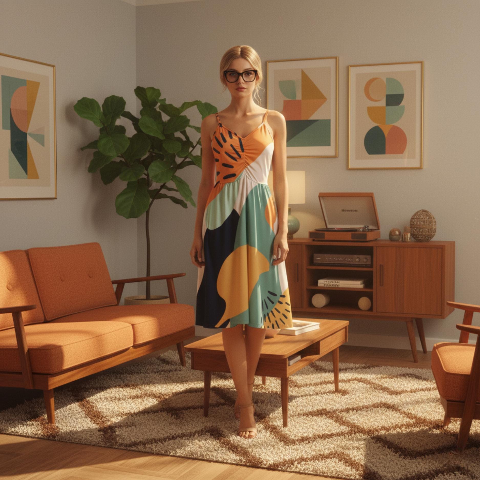 Pop Art Midi Dress | Colorful Resort Vacation Dress