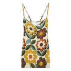 Retro Daisy Strappy Mini Dress | 70s Floral Summer Dress