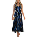 Evil Eye Celestial Maxi Dress with Pockets | Blue V-Neck