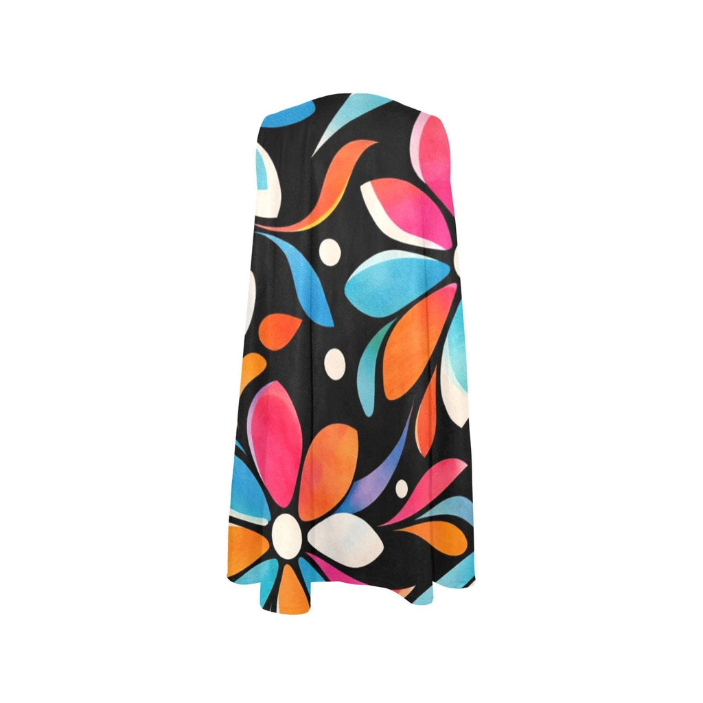 Black Floral A-Line Mini Dress | 60s Mod Pocket Dress