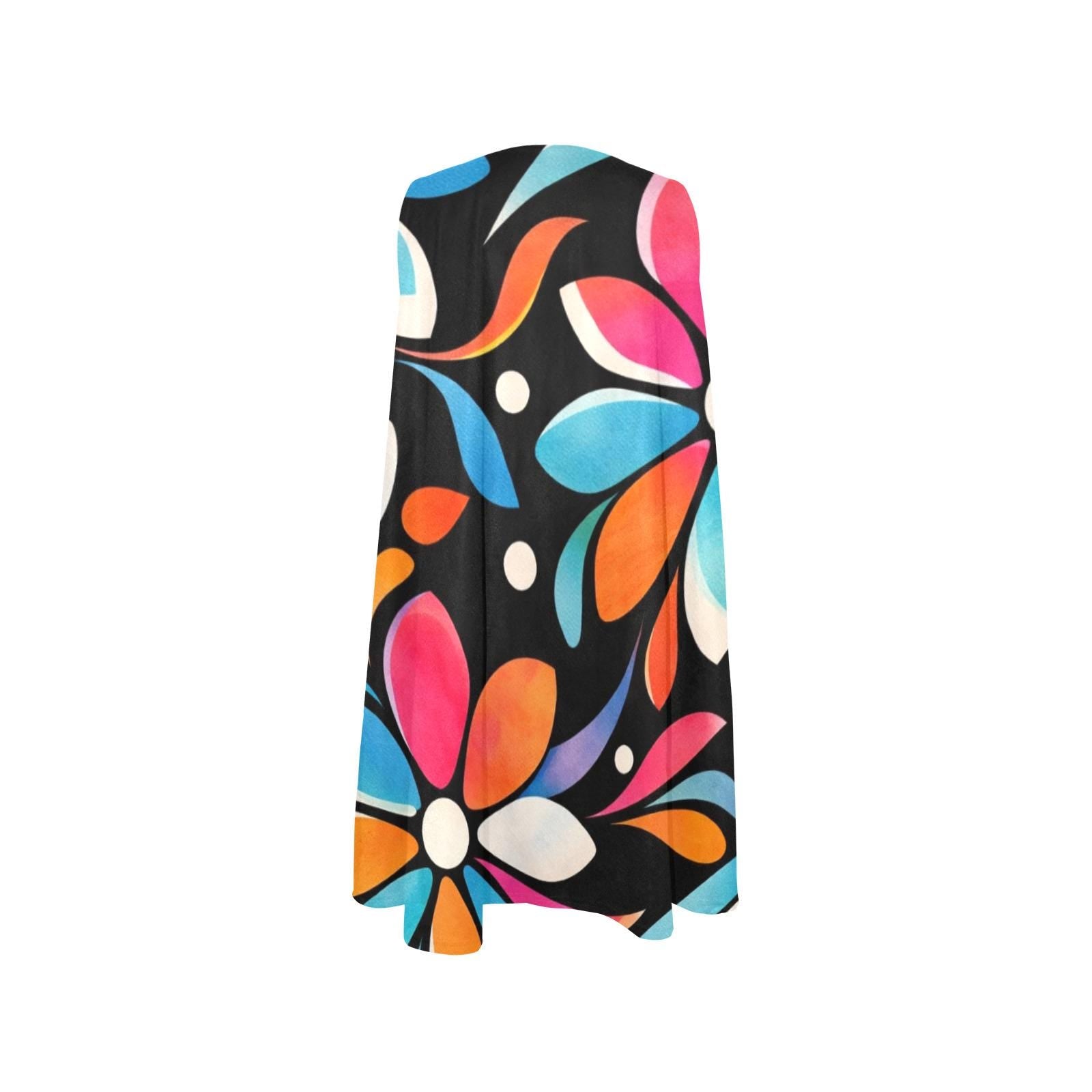 Black Floral A-Line Mini Dress | 60s Mod Pocket Dress
