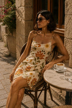 Retro Floral Slip Mini Dress | 70s Boho Vacation Dress