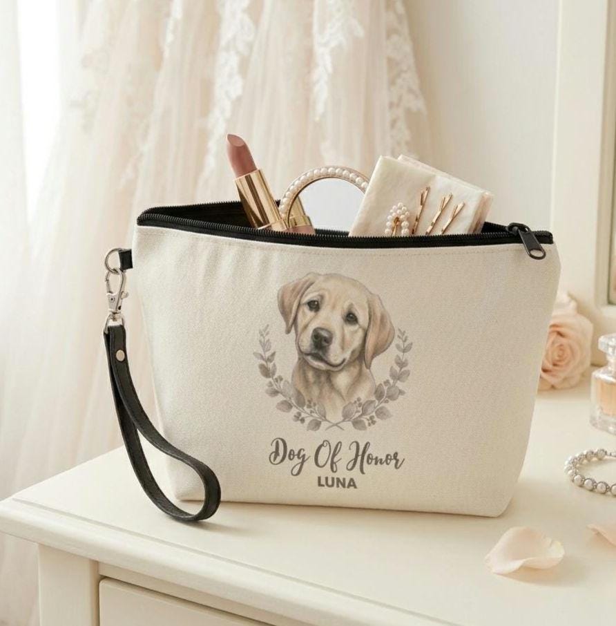 Personalized Dog of Honor Cosmetic Bag | Custom Pet Wedding Pouch