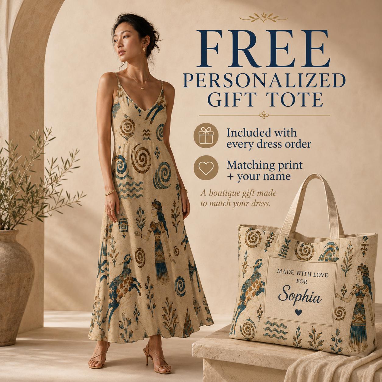 Greek Goddess Maxi Dress | Minoan Tribal Coastal Resort Dress