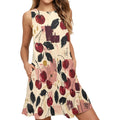 Abstract A-Line Mini Dress with Pockets, Navy Rust Coastal Print