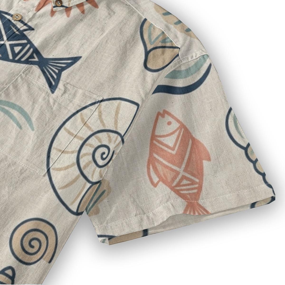 Men’s Coastal Fish Shirt | Mediterranean Matching Vacation Shirt