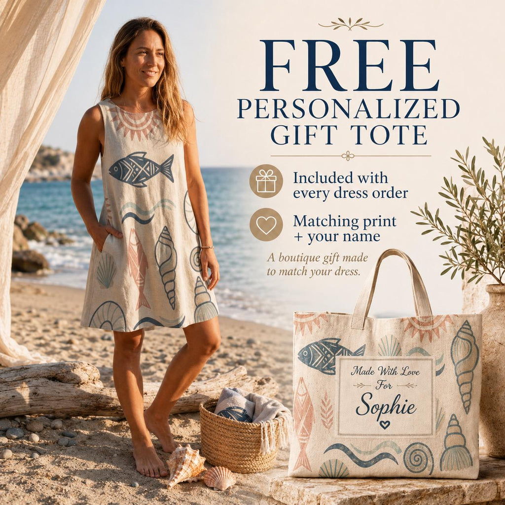 Fish Print A-Line Pocket Dress | Coastal Vacation Resort Dress