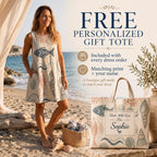 Fish Print A-Line Pocket Dress | Coastal Vacation Resort Dress
